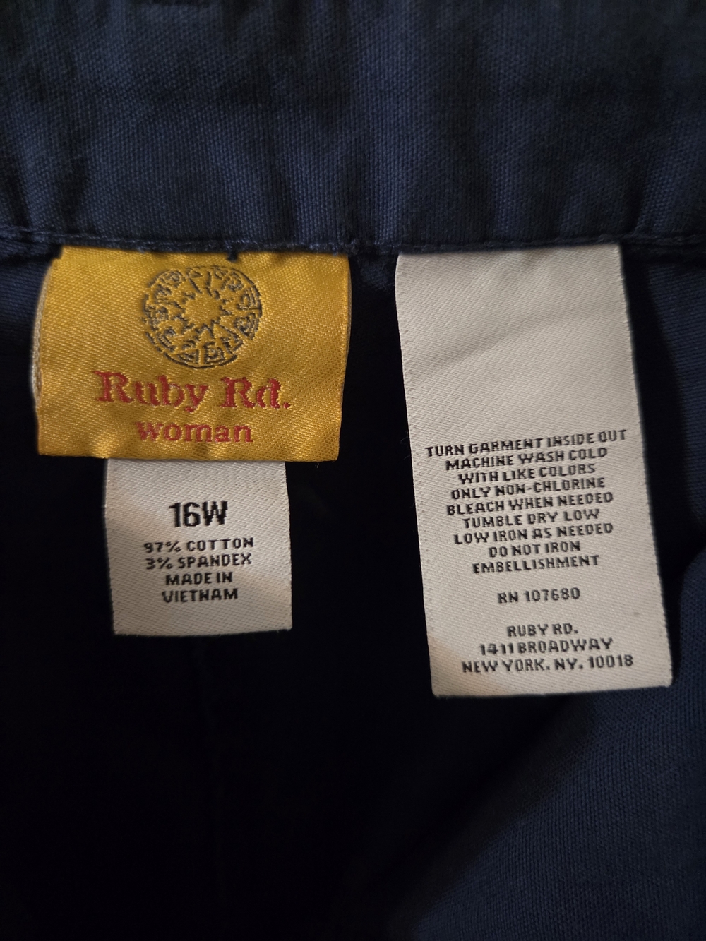 Ruby Rd. Women’s Navy Cotton Blend Cropped Jeans - 16W 26" Inseam